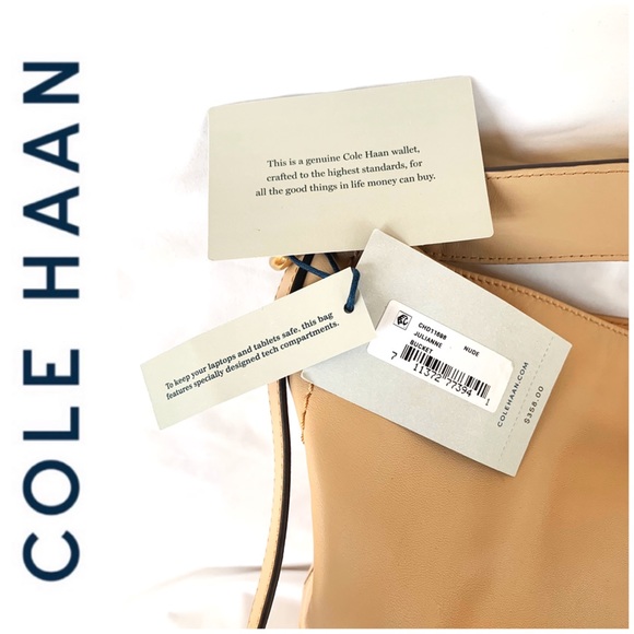 NWT Cole Haan genuine leather bucket hobo nude - Picture 7 of 8